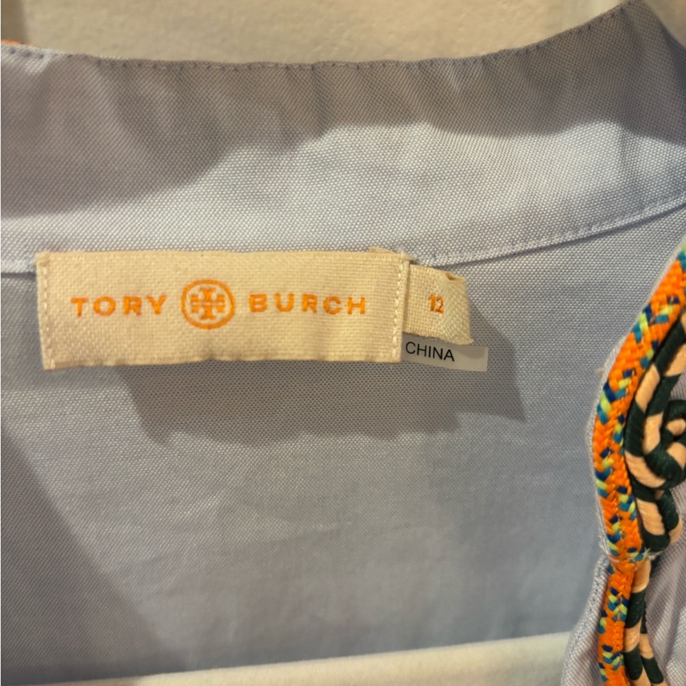 Tory Burch Light Blue Tunic with Multicolor Trim - Picture 2 of 4